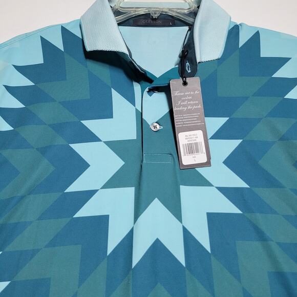 NWT Greyson Mens Big Sky Polo Shirt Bold Geometric Pattern $118 Rtl Size Large - Picture 7 of 16
